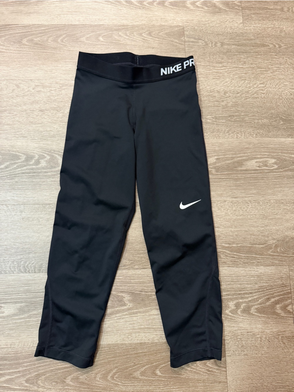 Nike Black Capri Leggings with White Swoosh